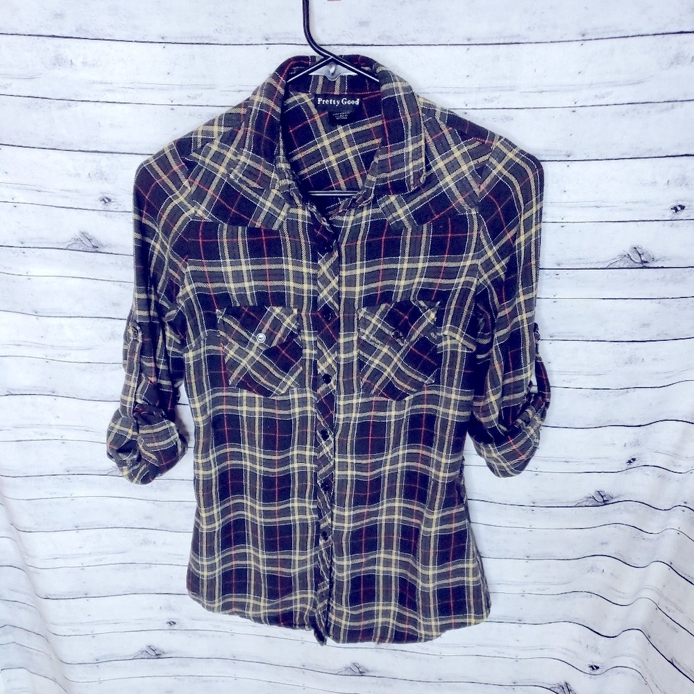 Plaid Collar Button Down Shirt Size Small